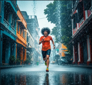 running in rain